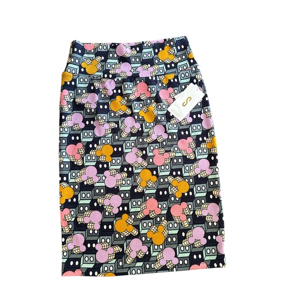 LuLaRoe Dresses & Skirts - LuLaRoe Disney Cassie Skirt Small NWT Mickey Mouse Geometric Pencil Pink Yellow
